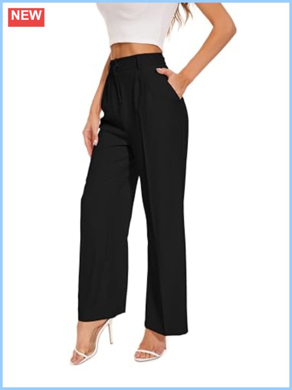 Wide Leg High Waist Work Pants Pleated Loose Fit Business Casual Slacks